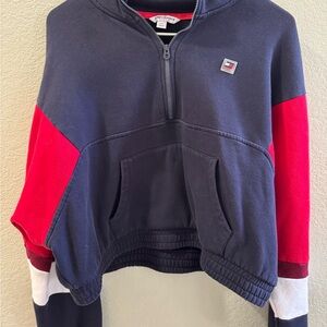 Tommy Hilfiger Sport Colorblock Half-Zip Cropped Sweatshirt